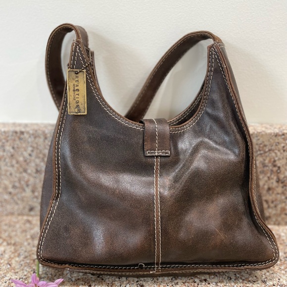 Kenneth Cole "distressed style leather" Boho Purse Y2K - Picture 8 of 9